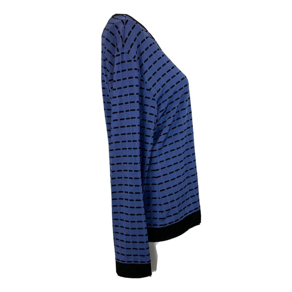 Chico's Travelers Jacket Womens Sz 1 US M Blue Black Striped Knit Stretch Zip Up - Picture 3 of 8